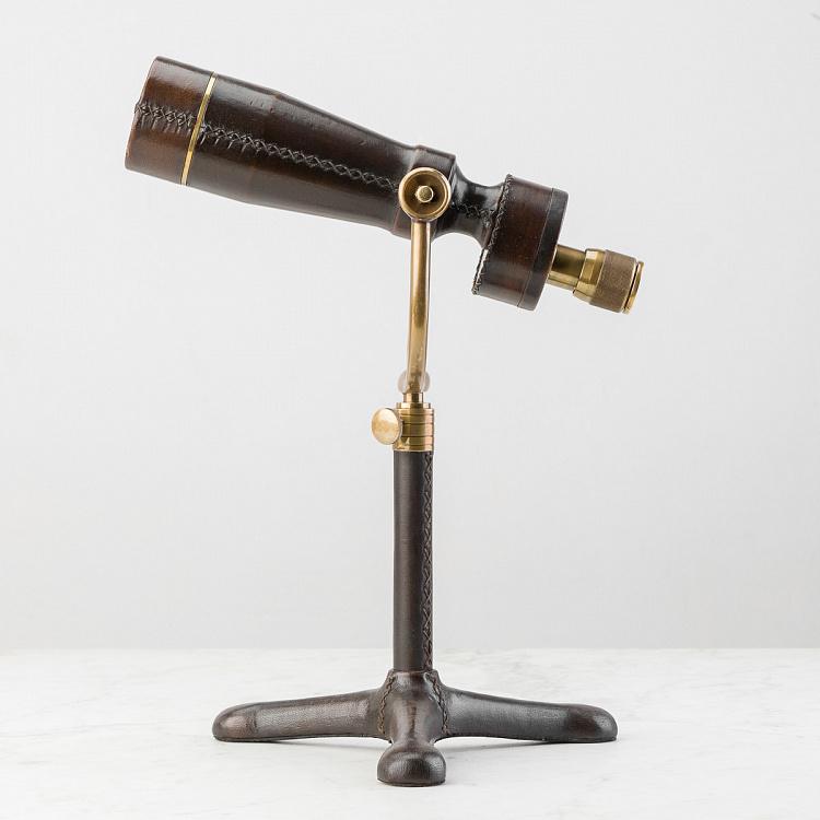 Телескоп с кожаной отделкой на штативе Leather Telescope On Tripod Stand
