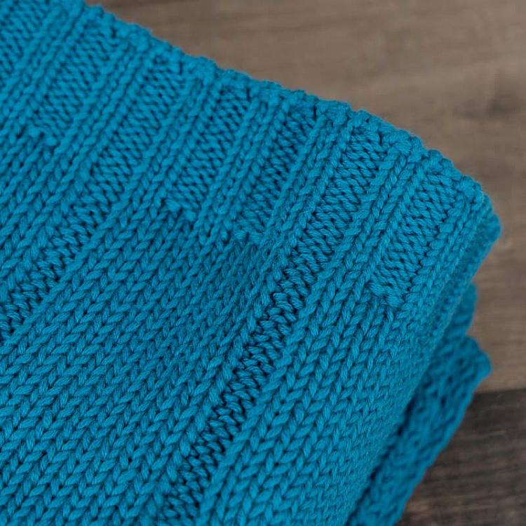 Синий вязаный плед Мессина Messina Knit Throw Royal Blue