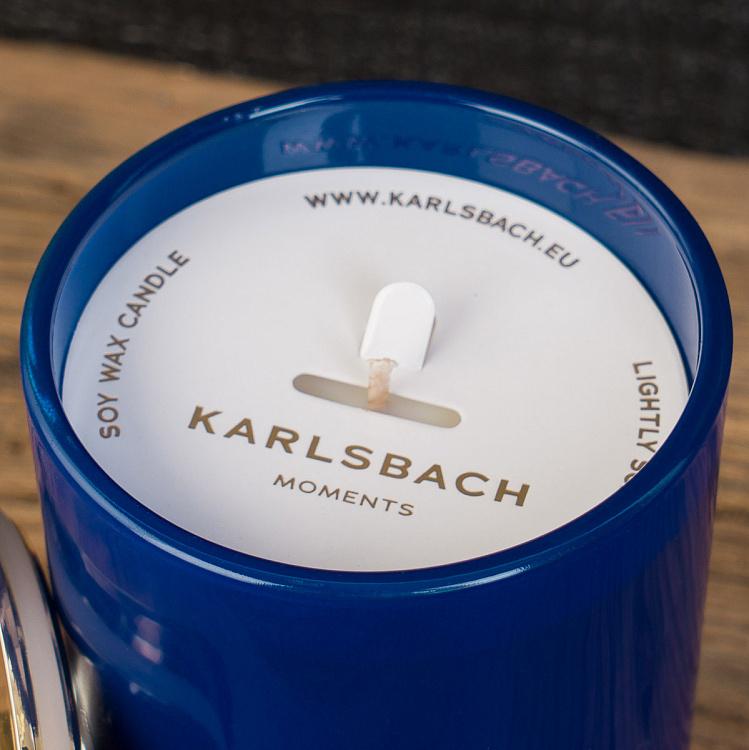 Аромасвеча в синем стакане с золотой крышкой Классика Aroma Candle In Dark Blue Glass With Gold Classic