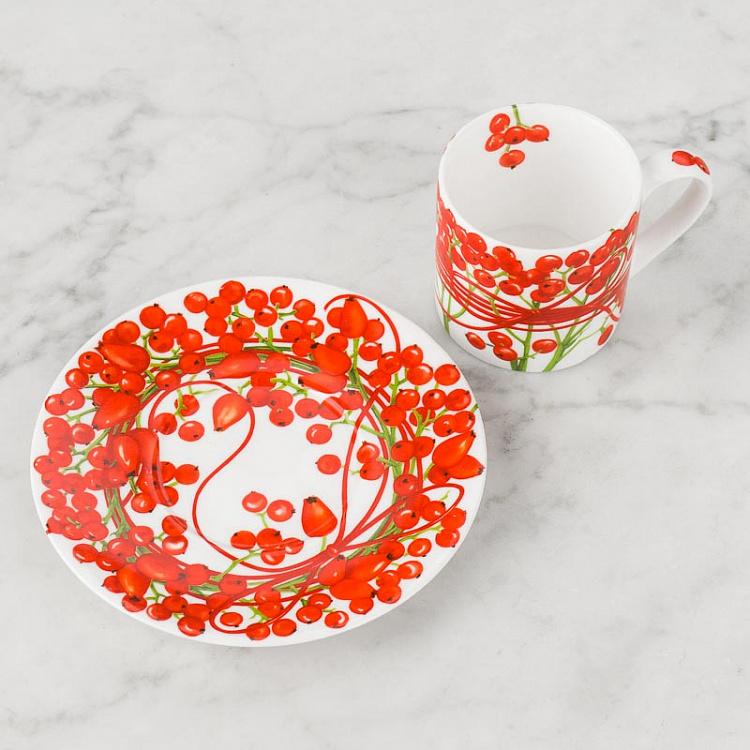 Кофейная пара Красная нить ягоды Fil Rouge Bacche Coffee Cup And Saucer