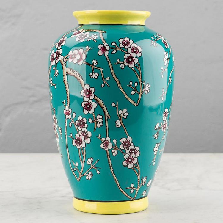 Ваза Сакура бирюзовая с жёлтым Vase Sakura Blue Yellow