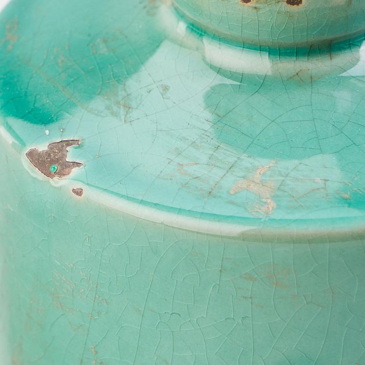 Широкая голубая керамическая мини-ваза Бутыль Bottle Vase Aqua Blue Wide