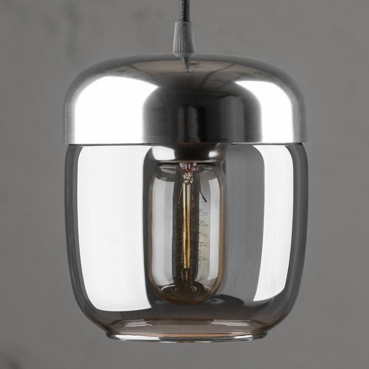 Серый подвесной светильник Жёлудь на чёрном проводе Acorn Smoked Steel Hanging Lamp With Black Cord