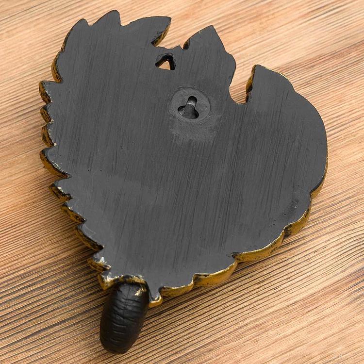 Декоративный крючок Слон в золотых листьях Elephant Hook Black And Gold