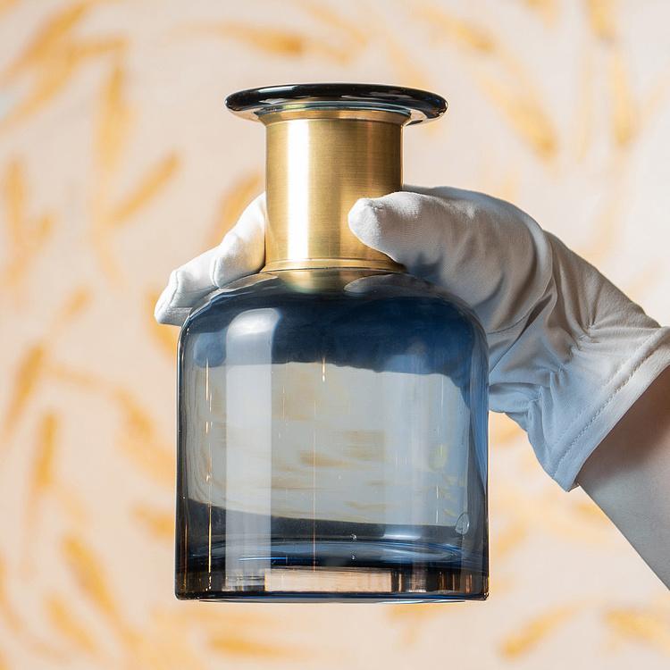Синяя ваза с золотым горлышком Pharmacy Bottle With Gold Detail Blue