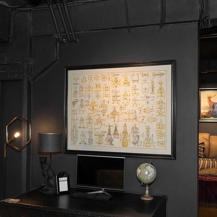 Картина-принт Части лодки Boat Blueprint Parts