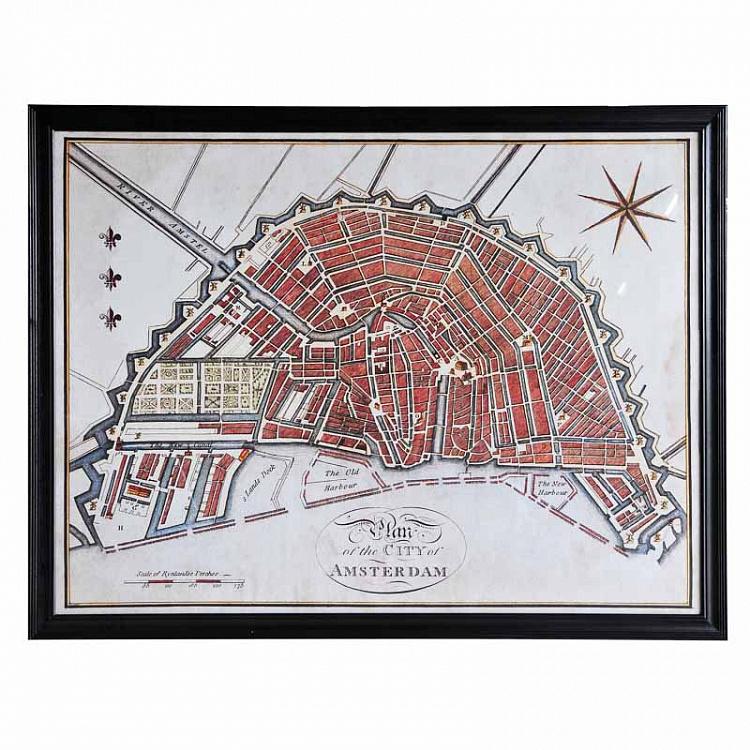 Картина-принт Карта Амстердама, L Map Amsterdam Large
