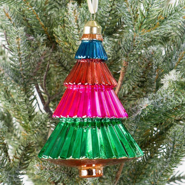 Ёлочная игрушка Разноцветная ёлочка Christmas Tree Ball Multicolored 10 cm
