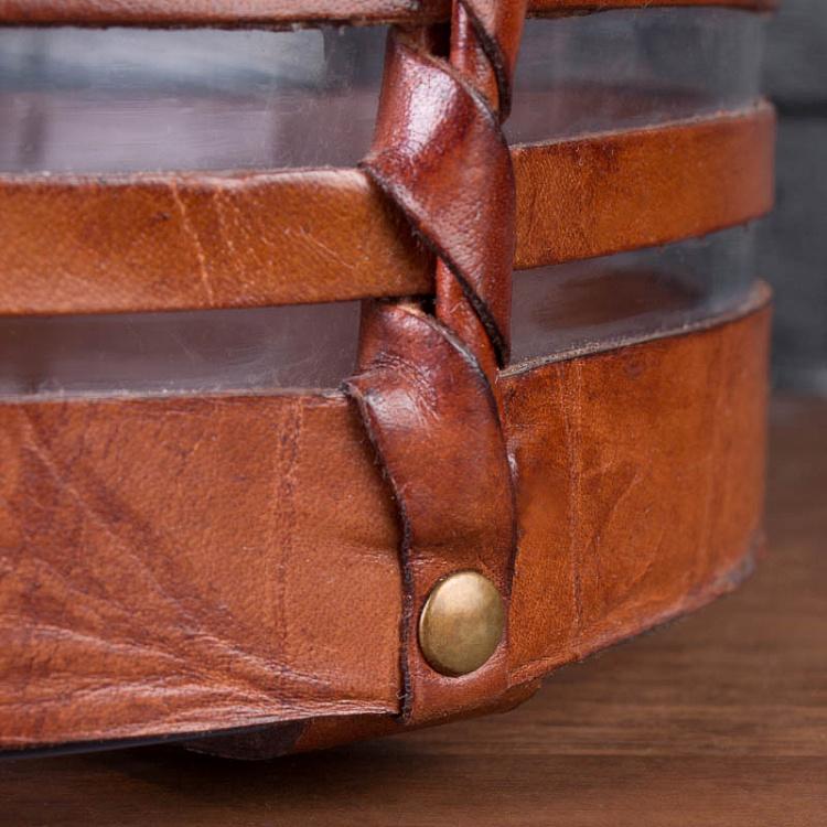 Кожаный подсвечник, M Medium Leather Weaved Hurricane
