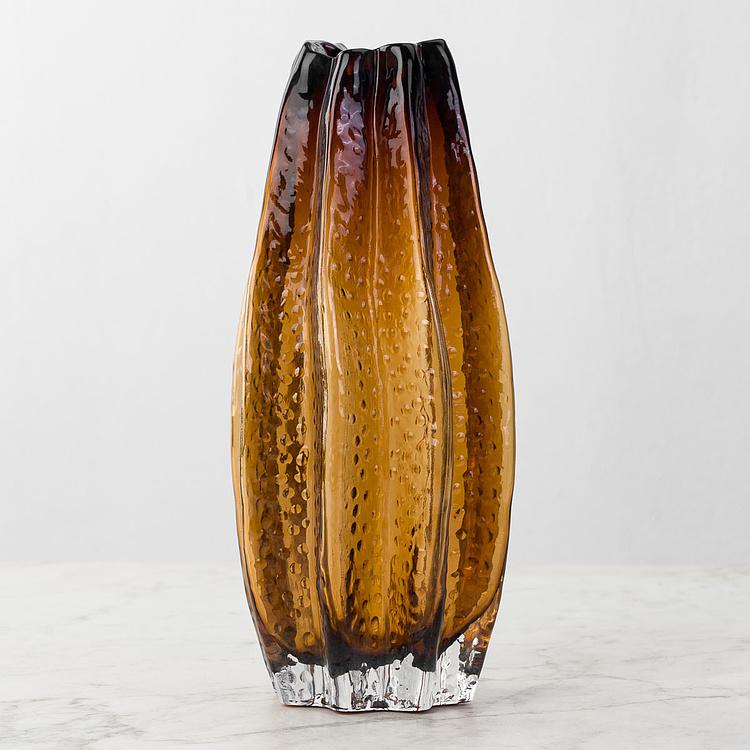 Ваза янтарного цвета Карамбола, L Carambola Shape Amber Glass Vase Large