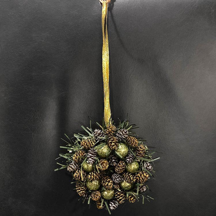 Набор из двух новогодних венков с шишками и перламутровыми шарами, XS Set Of 2 Wreaths Bagels Extra Small