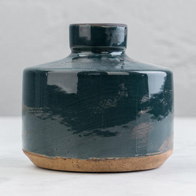 Широкая тёмно-синяя керамическая мини-ваза Бутыль Bottle Vase Dark Blue Wide