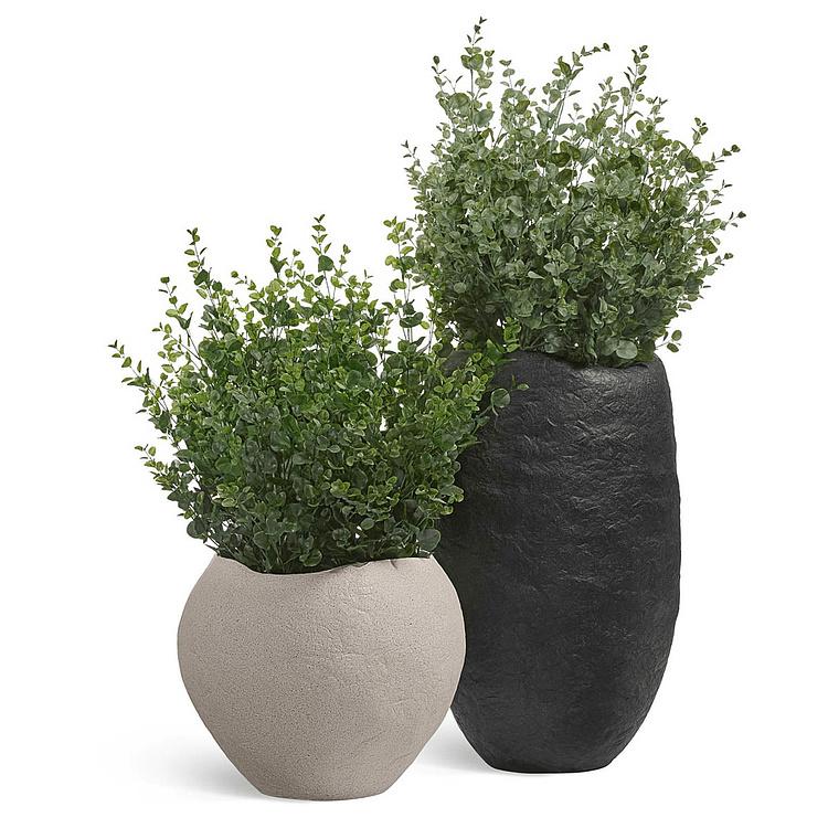 Высокое тёмно-серое кашпо-чаша Эффектори Органик, S Effectory Organic Tall Bowl Dark Gray Small
