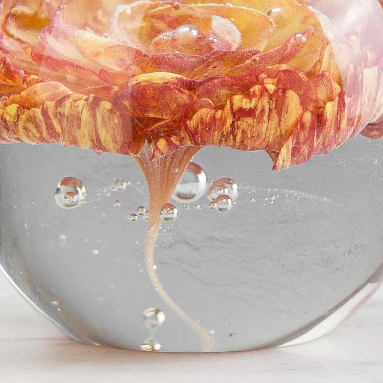 Пресс-папье Красный цветок Glass Paperweight Red Flower