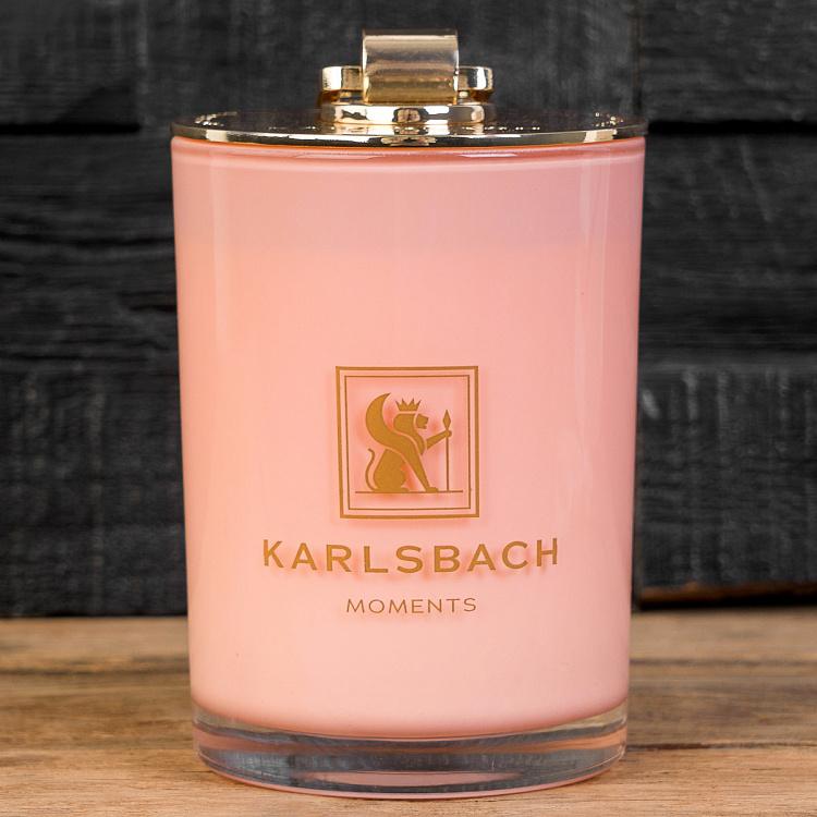 Аромасвеча в розовом стакане с золотой крышкой Кактус Aroma Candle In Pink Glass With Gold Lid Cactus