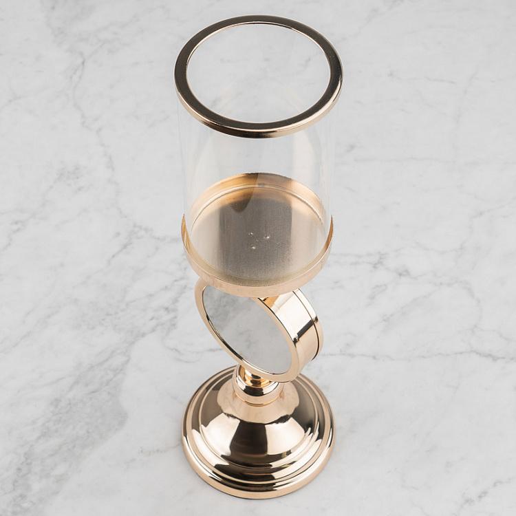 Металлический подсвечник с зеркалом Metal Mirror Candle Holder Gold