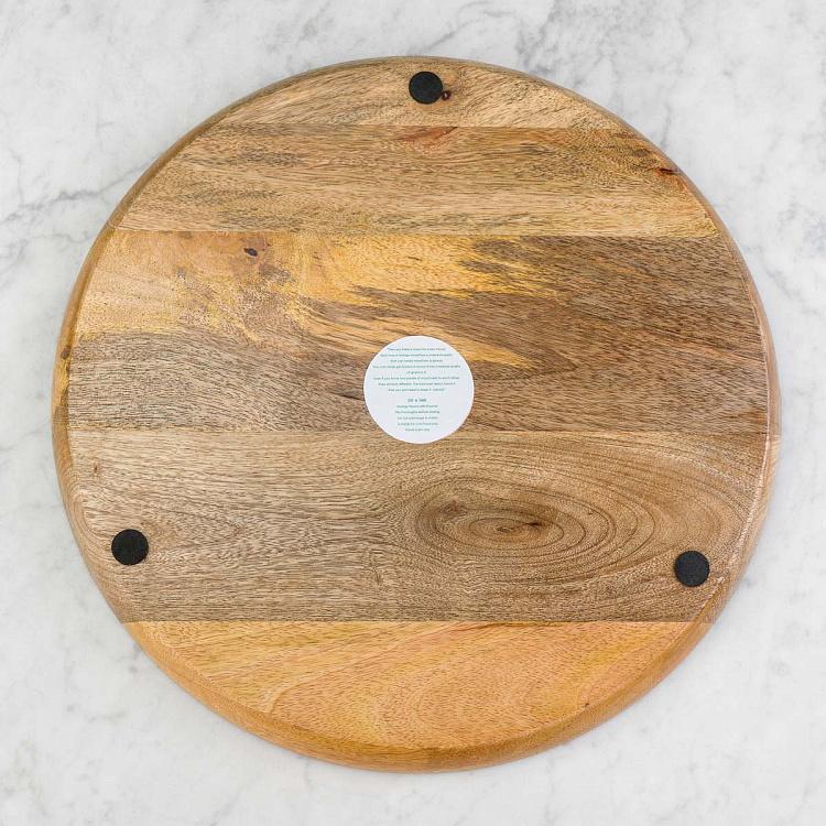 Круглая сервировочная тарелка из дерева манго Кораллы, L Coral Mango Wood Round Serving Plate Large