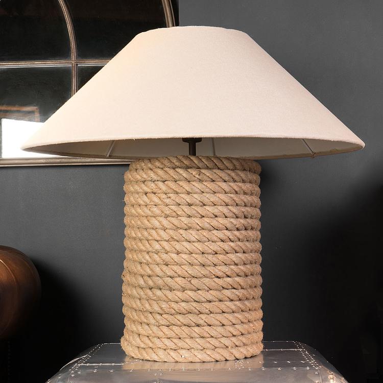 Настольная лампа с абажуром Канат Rope Coil Table Lamp With Coolie Shade Hemp Sand