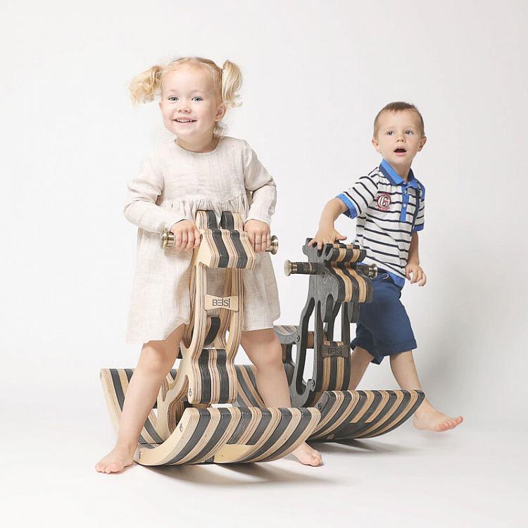 Тёмная детская качалка Лось Elk Rocking Chair Dark Oil