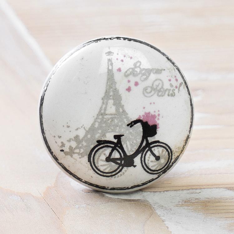 Керамическая мебельная ручка Бонжур Париж Bonjour Paris Ceramic Shabby Chic Knob