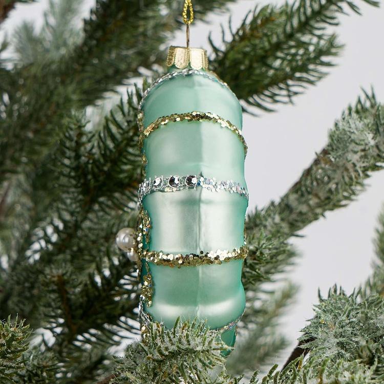 Набор из двух ёлочных игрушек Раковина и морской ёж Set Of 2 Glass Pearl Shells Urchin Blue Pink 10 cm