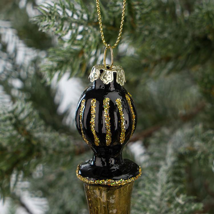 Набор из двух ёлочных игрушек Шотландский виски и водка Set Of 2 Glass Scotch Whisky Vodka Bottles Gold 14 cm