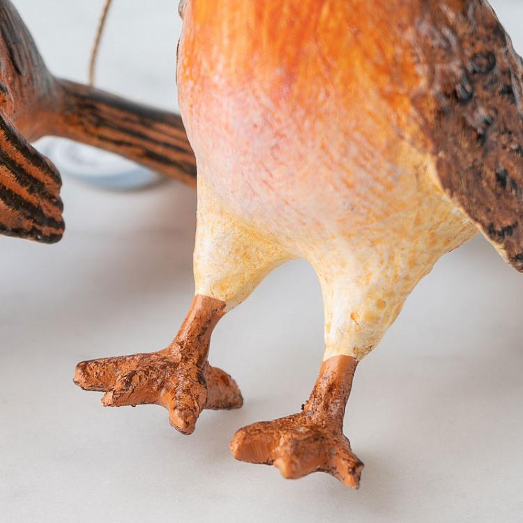 Набор из двух ёлочных игрушек Птицы под мухоморами Set Of 2 Mushroom Birds Brown/Red 12,5 cm