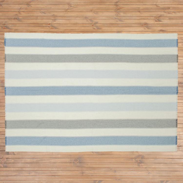 Шерстяной плед в полоску Хопсак Hopsack Stripe Throw Glacier