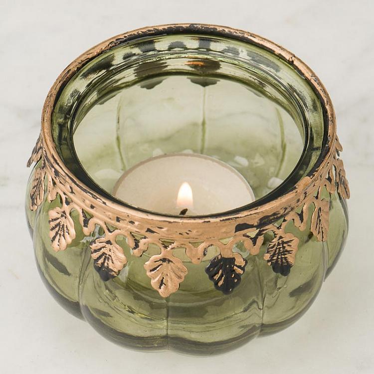 Круглый стеклянный подсвечник Антик Glass Metal Antique Round Votive