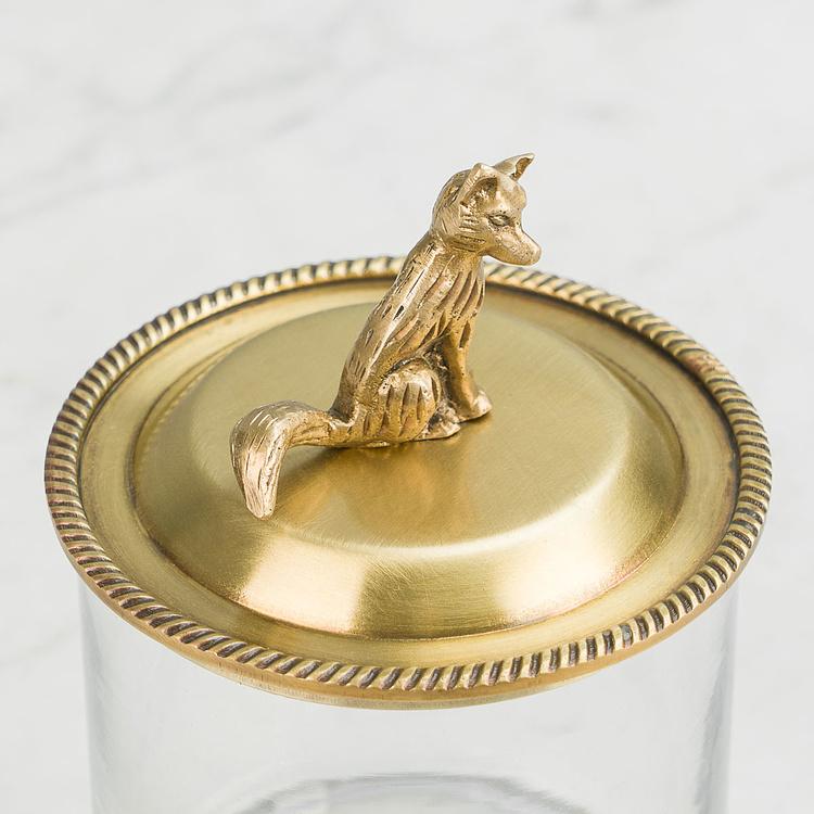 Ёмкость для хранения с латунной лисичкой на крышке Glass Box With Brass Fox Lid