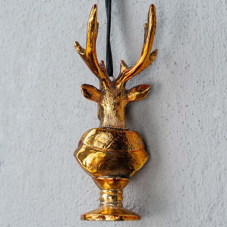 Ёлочная игрушка Бюст оленя золотого цвета, S Deer Bust Gold 15 cm