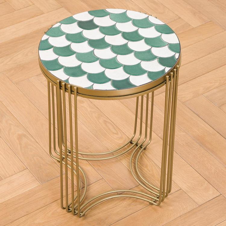 Прикроватный столик со столешницей из керамической плитки Ортея Hortea Side Table Ceramic Tiles