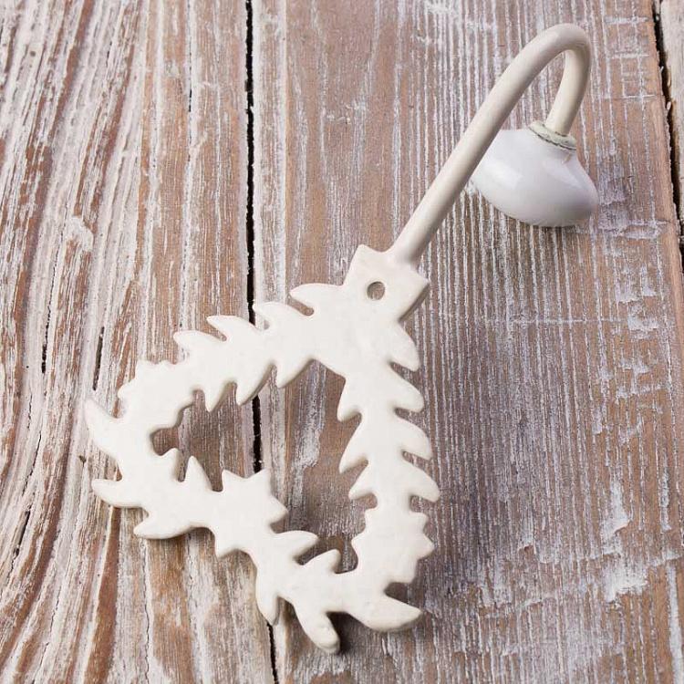 Железный крючок Сердце с фарфоровым наконечником цвета слоновой кости, S Small Hook Heart With Porcelain Knob Iron Cream