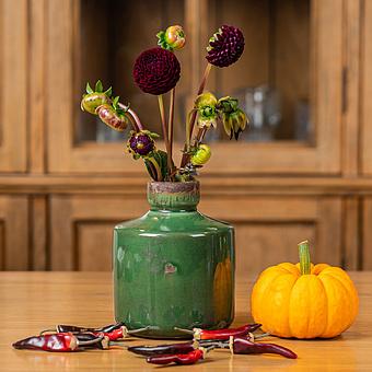 Bottle Vase Olive Green Low