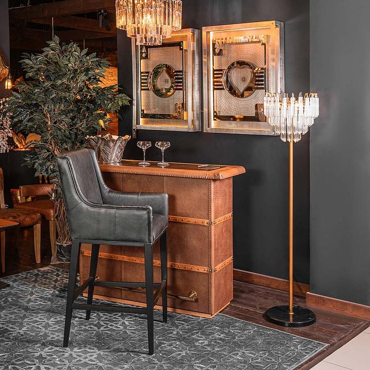 Барный стул с подлокотниками Маргарита, чёрные ножки Margarita Barstool With Arms, Oak Black