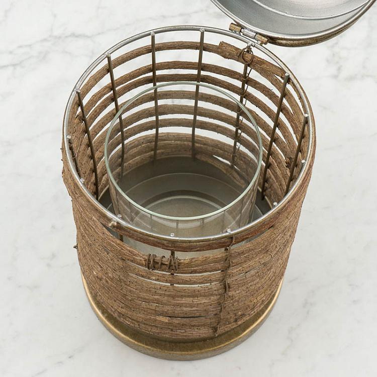 Подсвечник из состаренного металла в виде фонаря Aged Copper Metal Lantern