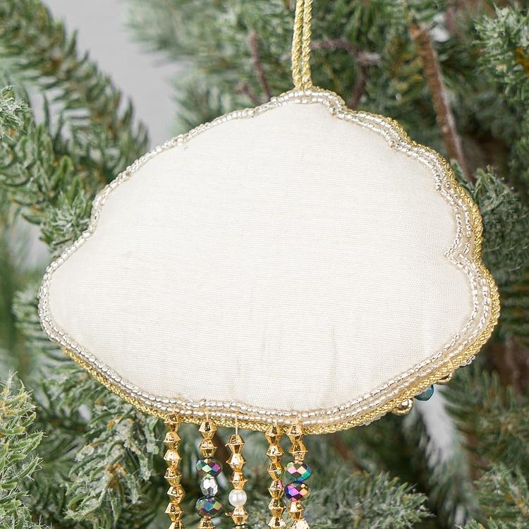 Набор из двух ёлочных игрушек Вышитые бисером медузы Set Of 2 Embroidered Beaded Jellyfish Purple Gold 20 cm