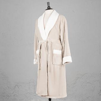 Peignoir Microfibre Gris Encolure Sherpa Taille L