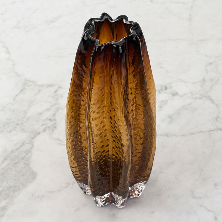 Ваза янтарного цвета Карамбола, L Carambola Shape Amber Glass Vase Large
