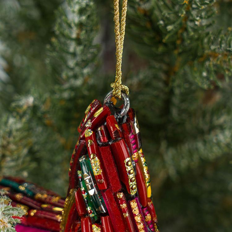 Ёлочная игрушка Разноцветный шар Звезда Востока Multi-Colored Beads Star Red 12 cm