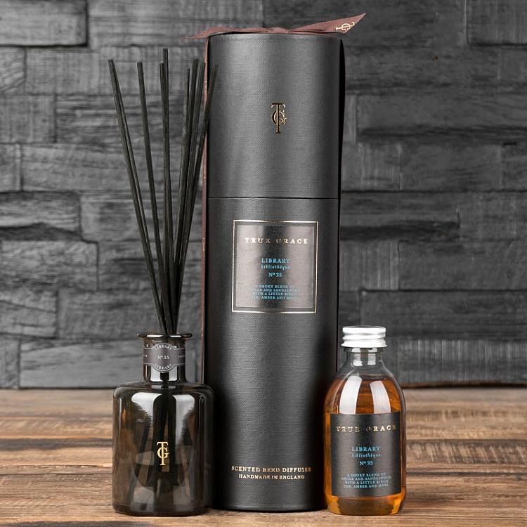 Аромадиффузор набор (палочки, жидкость, бутылочка) Библиотека, 200 мл Small Reed Diffuser Library 200 ml