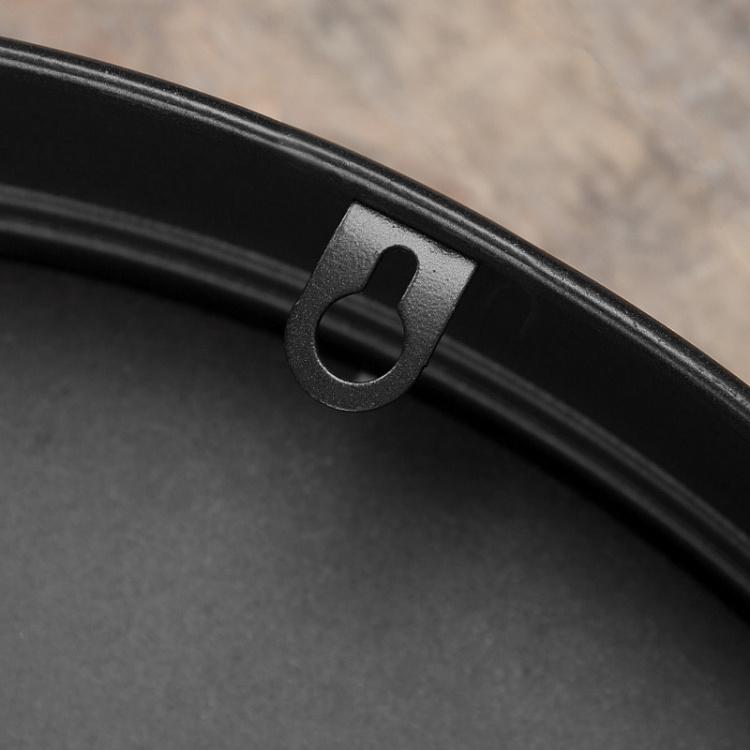 Чёрные настенные часы с деревянным циферблатом Black Clock With Wood Face