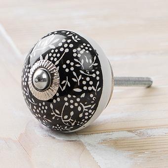 Мебельная ручка Black Meadow Round Ceramic Knob