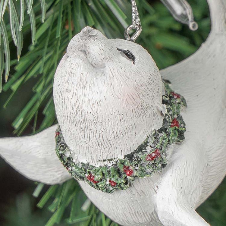 Набор из двух ёлочных игрушек Полярный медведь и тюлень Set Of 2 Xmas Polar Bear And Seal White 10 cm
