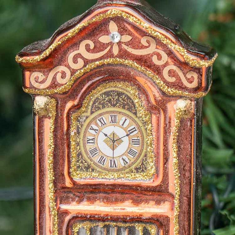 Ёлочная игрушка Дедушкины часы Glass Grandfather Clock Brown/Gold 15,5 cm
