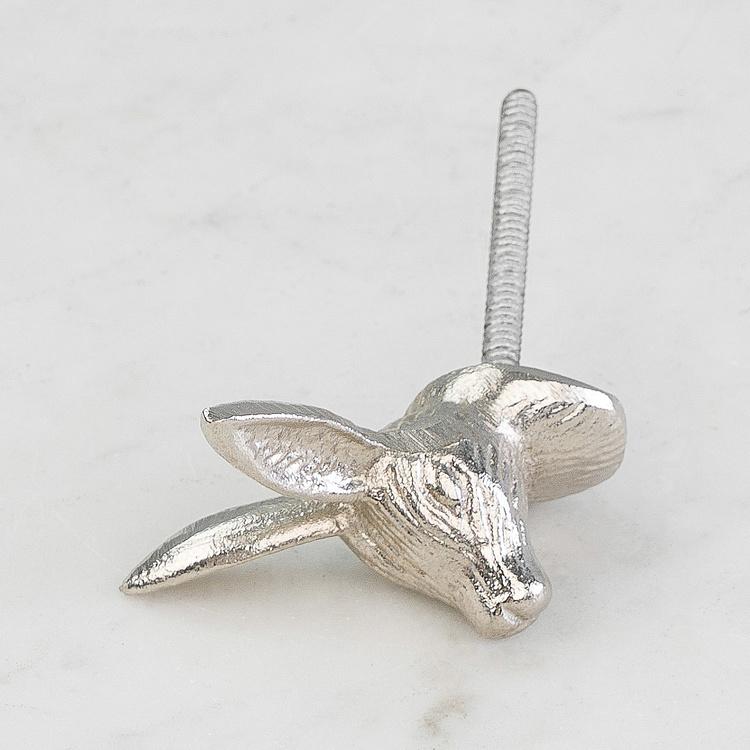 Мебельная ручка Серебряный кролик Silver Striped Bunny Metal Knob