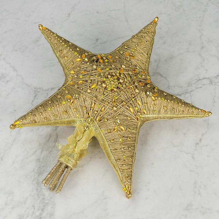 Верхушка на ёлку Золотая звезда со стразами Star Tree Topper Gold With Rhinestones 49 cm