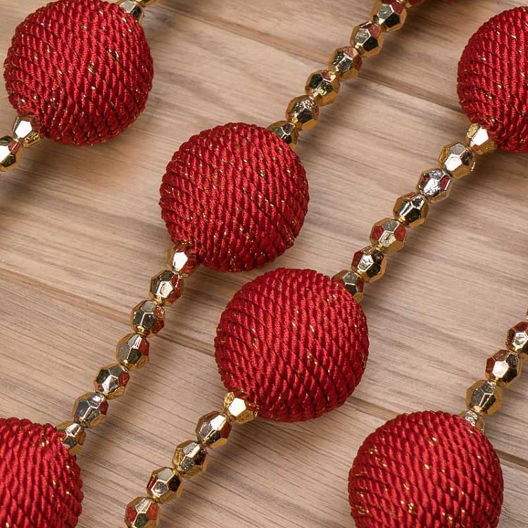 Гирлянда с золотыми бусинами и красными шарами Gold Beads With Red Balls 180 cm