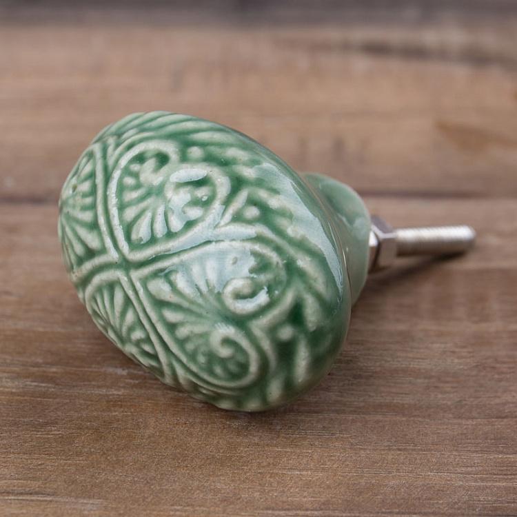 Зелёная керамическая мебельная ручка овальной формы Ceramic Green Knob
