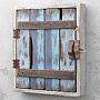 Ключница Wooden Keybox With 8 Hooks White Patina